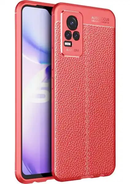 Vivo V21 E için Şık ve Dayanıklı Deri Desenli Ultra İnce Kılıf