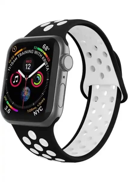 Mi7a Apple Watch Seri 2-7 Uyumlu Delikli Spor Silikon Kordonları