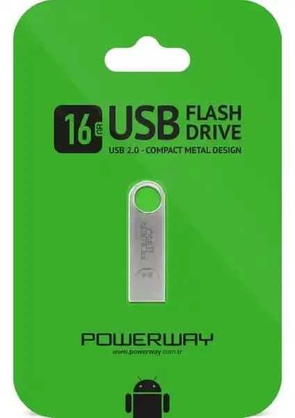 Powerway 16 GB Metal Flash Bellek: Dayanıklı ve Şık USB Depolama Çözümü