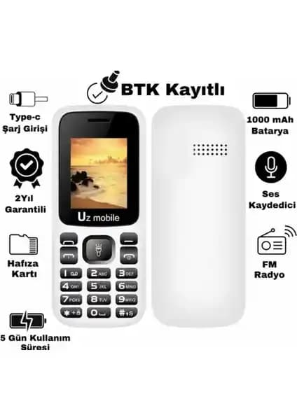 Uz Mobile Yerli Tuşlu Telefon Günlük İletişim ve Dayanıklılık İçin Uygun