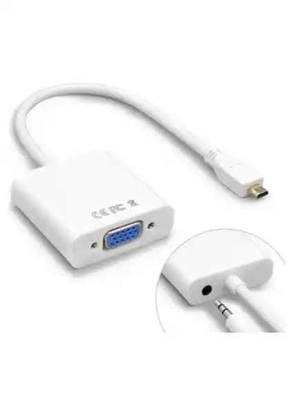 Alfais 4549 Micro HDMI To VGA Çevirici: Yüksek Uyumluluk ve Ses Desteği Sağlayan Adaptör