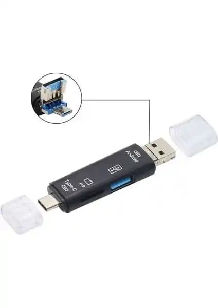 Alfais 5068 Otg 3in1 Type-C ve Micro USB Kart Okuyucu ile Hızlı Veri Aktarımı