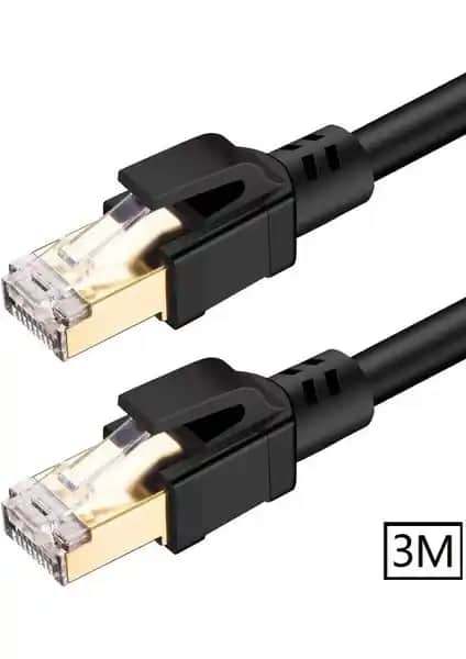 Alfais 5215 Cat8 Ethernet Kablosu 3 Metre 40 Gbps Hız ve Yüksek Performans