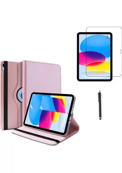 Apple iPad A16 11. İnç için Çok Fonksiyonlu Dönebilir Kılıf ve Koruyucu Seti