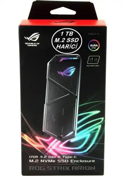 Asus ROG Strix Arion 1 TB M.2 NVMe USB 3.2 Gen2 Harici SSD ile Yüksek Performans ve Şık Tasarım