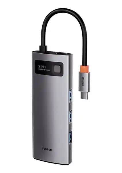 Baseus Metal Gleam Serisi 5'İn-1 Type-C Hub Adaptörü Çok Fonksiyonlu Bağlantı Çözümü