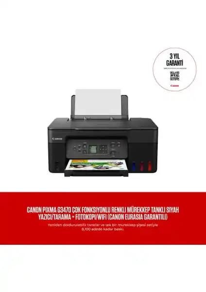 Canon PIXMA G3470 Çok Fonksiyonlu Renkli Mürekkep Tanklı Yazıcı İnceleme ve Özellikleri