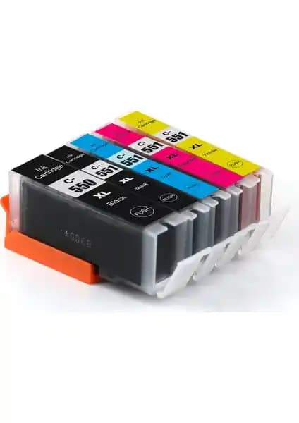 Canon Pixma MG6450 Uyumlu 5 Renk Yüksek Kapasiteli Muadil Kartuş Seti