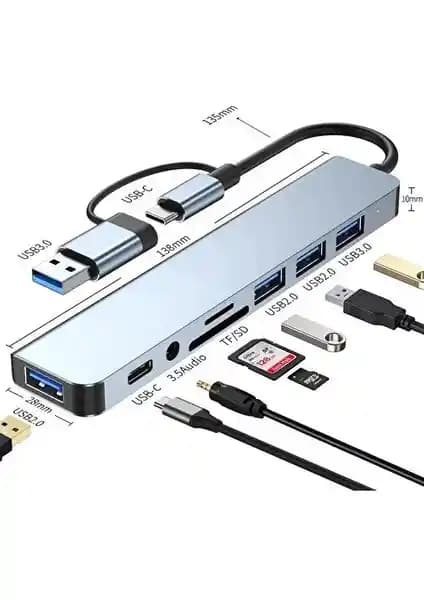 Comse Çok Portlu USB Type-C Hub MacBook Pro ve Air Uyumlu Çok Fonksiyonlu Adaptör