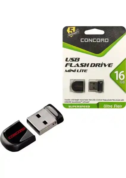 Concord USB Flash Bellek 16GB Mini Lite C-UML16 Günlük Veri Taşıma ve Yedekleme Çözümü