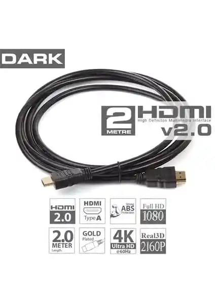 Dark 2 Metre 2.0 HDMI Kablosu Yüksek Kalite ve Gelişmiş Özelliklerle Çözünürlük ve Ses Performansı