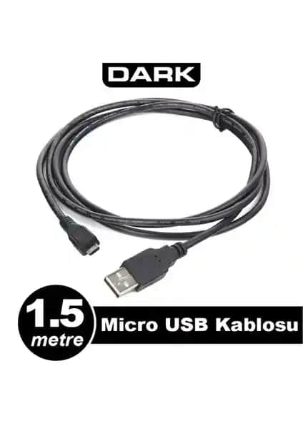 Dark Micro USB 2.0 Şarj ve Veri Aktarım Kablosı Uzun Ömürlü ve Hızlı Bağlantı Çözümü