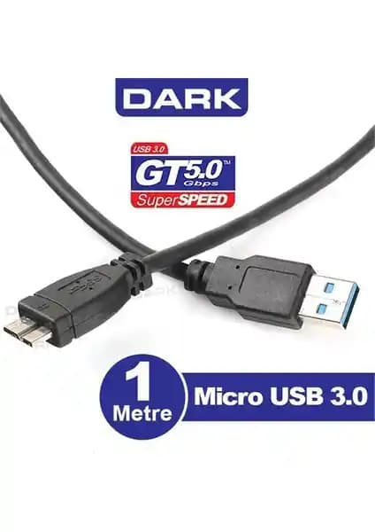 Dark USB 3.0 1 Metre Micro B Harici Disk Kablosu ile Hızlı ve Güvenilir Veri Aktarımı