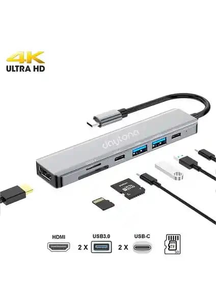 Daytona CF08 Çok Fonksiyonlu Hub Adaptör: Çoklu Bağlantı ve Yüksek Performans ile Modern Çözüm