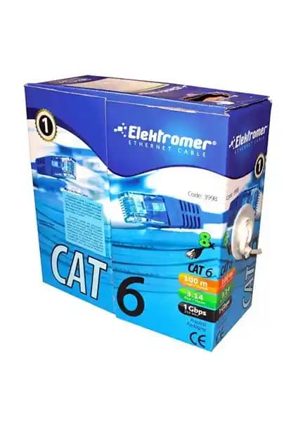 Elektromer Cat6 24 Awg Ethernet Kablosu 100 Metre Uzunlukta Güçlü ve Güvenilir Ağ Bağlantısı
