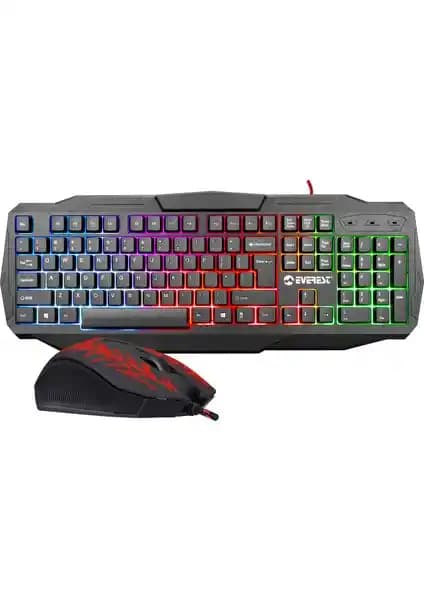 Everest KMX-86 Olivine Siyah USB RGB Işıklan<dı>rmalı Oyuncu Klavye ve Mouse Set İncelemesi