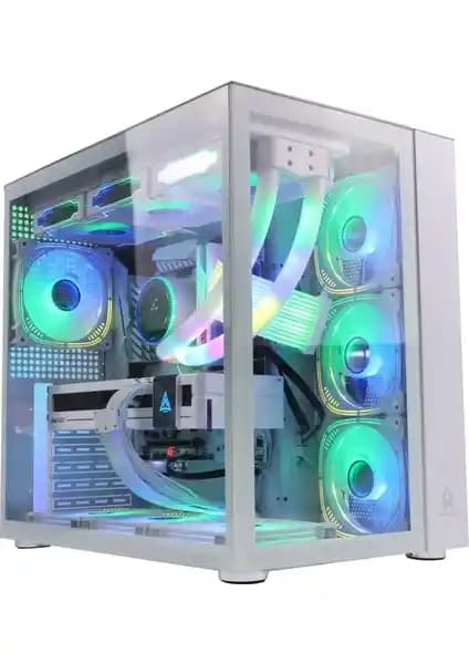 Gamemaster F-7 Beyaz 7x RGB Fanlı Bilgisayar Kasası Geniş Uyumluluk ve Gelişmiş Soğutma Özellikleriyle