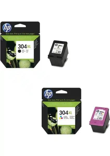 HP 304XL Siyah ve Renkli Kartuş Seti Yüksek Kapasiteli ve Orijinal Baskı Çözümü