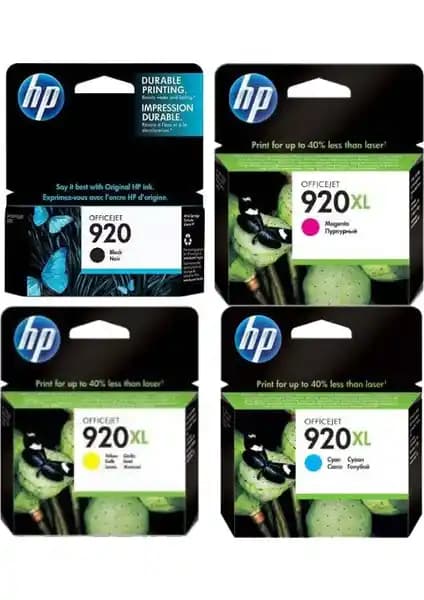 HP 920 Orijinal Kartuş Seti Siyah ve Renkli 4'lü uyumlu HP Officejet modelleri