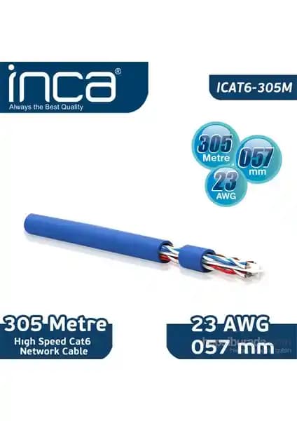 Inca High Speed Cat6 Ağ Kablosu 305 Metre Uzunlukta Güçlü ve Güvenilir Bağlantı Çözümü