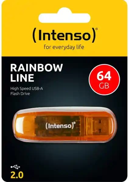 Intenso Rainbow Line 64GB USB 2.0 Bellek: Günlük Kullanım İçin Uygun ve Renkli Depolama Çözümü