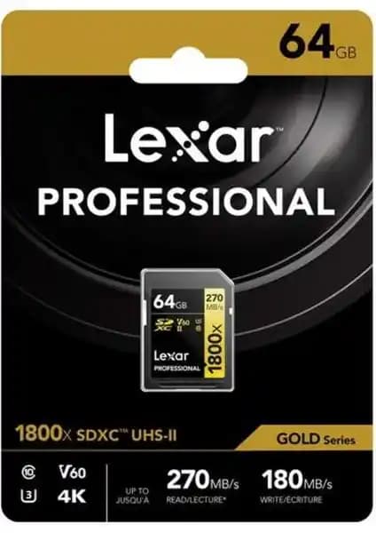 Lexar Gold Serisi 64 GB SDXC UHS-II Hafıza Kartı Yüksek Hızlı ve Güvenilir Depolama Çözümü