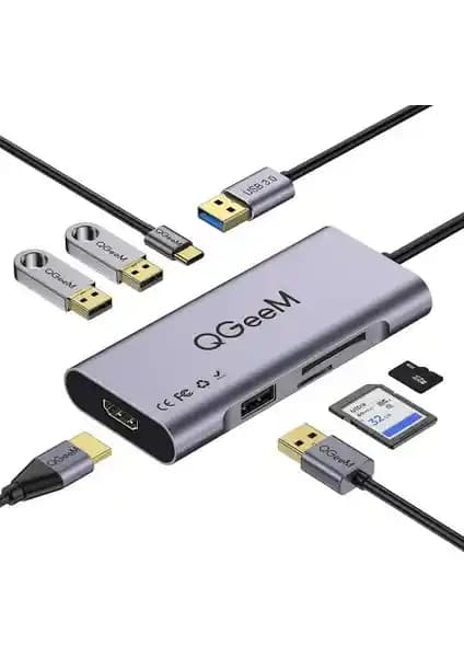 QGeeM QG-UH07-A USB 3.0 Hub ile Çok Yönlü ve Taşınabilir Bağlantı Çözümü