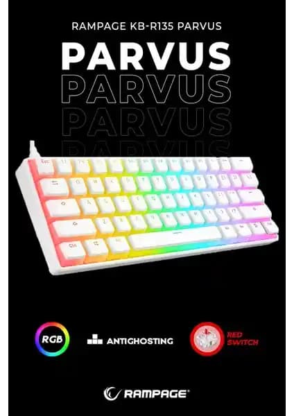 Rampage KB-R135 Parvus Beyaz Type-C RGB Mekanik Oyun Klavyesi Özellikleri ve Kullanıcı Yorumları