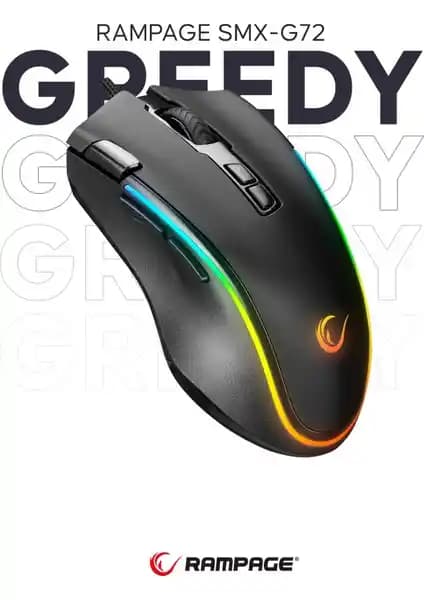 Rampage SMX-G72 GREEDY Oyun Mouse'u Yüksek Hassasiyet ve Estetik Tasarım İle Öne Çıkıyor