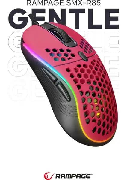 Rampage SMX-R85 Kırmızı RGB Oyuncu Mouse Hafif ve Ergonomik Tasarım