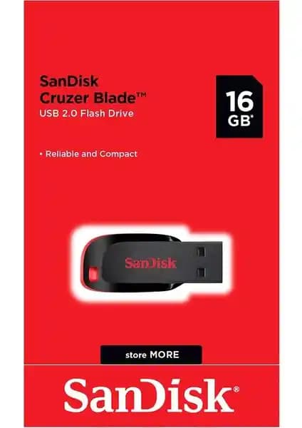 Sandisk Cruzer Blade 16GB USB Bellek: Günlük Kullanım İçin Dayanıklı ve Güvenilir Veri Depolama Çözümü
