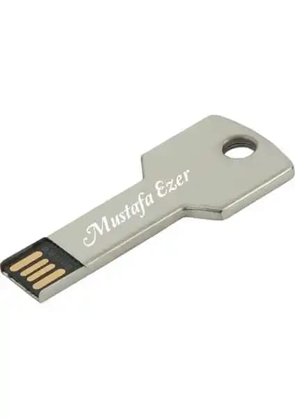 Sedef Silver Kişiye Özel Anahtar Şeklinde Metal Kutulu 32 GB USB Bellek