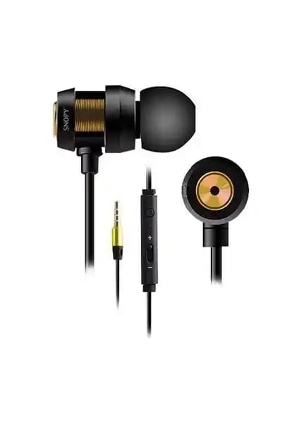 Snopy SN-J01 Mobil Uyumlu Mikrofonlu Kulak İçi Kulaklık Siyah ve Altın Renk Seçenekleri