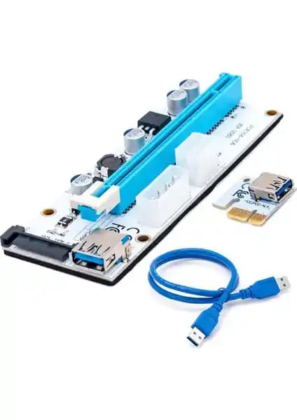 Teknopeak TPC-EX110 PCI-E 1x'den 16x SATA Güç Bağlantılı Genişletici Kartı