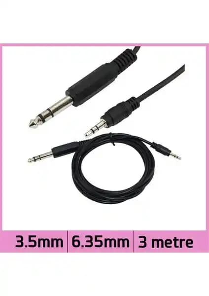 Ti-mesh 6.35mm TRS Stereo Erkek ve 3.5mm AUX Erkek Ses Kablosu 3 Metre Siyah
