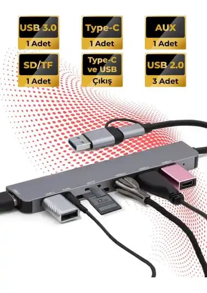 TTAF Hub 10'u 1 Arada Çok Yönlü Bağlantı Çözümü Evrensel Uyumluluk ve Kullanım Kolaylığıyla