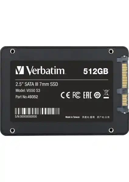 Verbatim Vi550 S3 512GB SSD Performans ve Güvenilirlik Sunan Hafif Depolama Çözümü