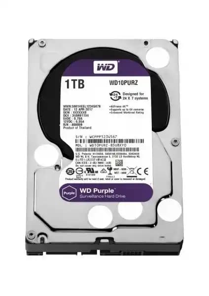 WD 1TB Purple Sabit Disk Güvenilir Veri Depolama ve Güvenlik Sistemleri İçin