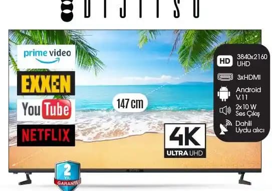 Dijitsu 58 İnç Android TV: Yüksek Çözünürlük ve Akıllı Özelliklerle Gelişmiş Televizyon Deneyimi