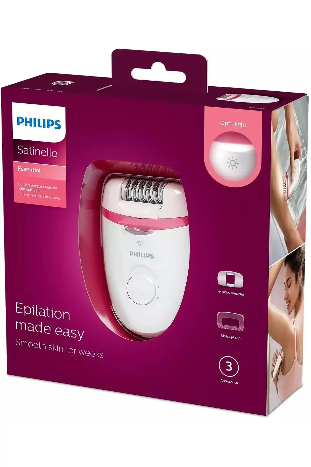 Philips BRE255/05 Satinelle Essential Kablolu Kompakt Epilatör: Güçlü ve Kullanıcı Dostu Tasarım