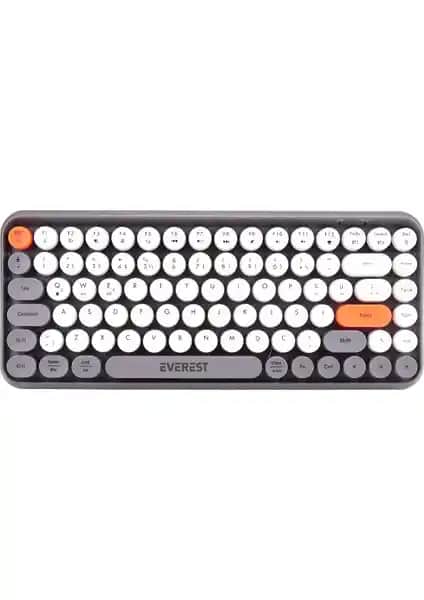 Everest KB-89 Citrus Daktilo Tuşlu Gri Kablosuz Klavye: Ergonomik ve Çok Fonksiyonlu Kullanım İmkanı