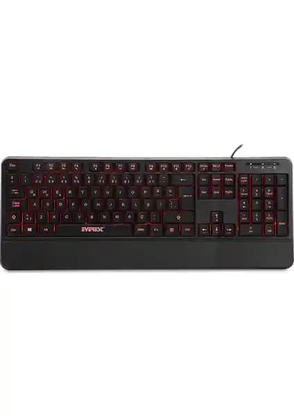 Everest KB-R61 BRIGHT Siyah USB 3 Renk Ayarlanabilir Işıklı Multimedya Klavye