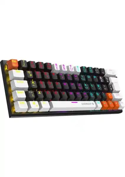 Everest Parley Mekanik Gaming Klavye Siyah/Beyaz Rainbow Ayarlanabilir RGB ile