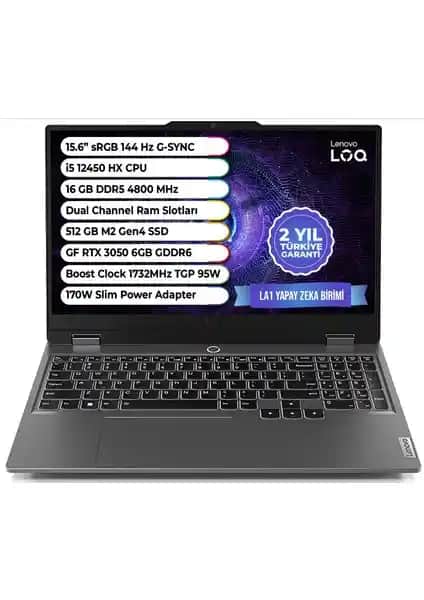 Lenovo Loq Gaming Dizüstü Bilgisayarı: Yüksek Performans ve Şık Tasarım Özellikleri