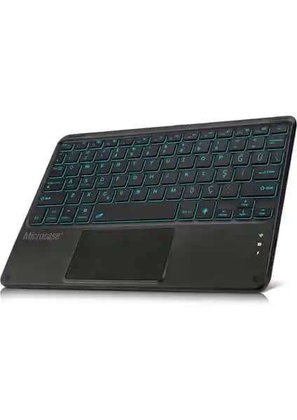 Microcase Bluetooth Klavye: Çoklu İşletim Sistemi Uyumlu, RGB Işık ve Touchpadli Taşınabilir Klavye