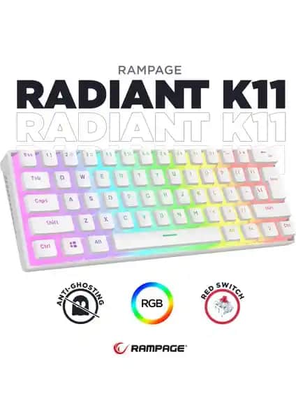 Rampage RADIANT K11 Beyaz Type-C Bağlantılı RGB Mekanik Oyun Klavyesi İnceleme ve Detaylar