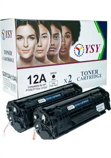 Ysy Hp Q2612A 12A Muadil Siyah Toner Kartuşu 2K Sayfa Baskı Kapasitesi ile Uyumlu