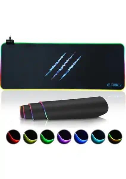 Claw's Raptor 80X30CM Mikrofiber Yüzeyli ve RGB Aydınlatmalı Kaydırmaz Mousepad