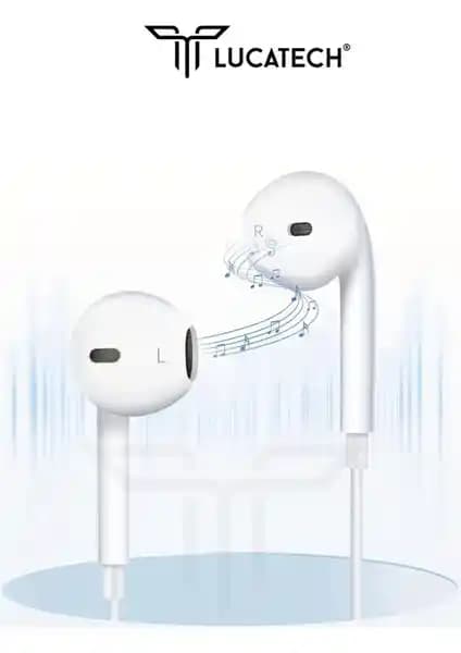 Lucatech iPhone 15 ve uyumlu Type-C kulaklık, şık tasarım ve üstün ses performansı