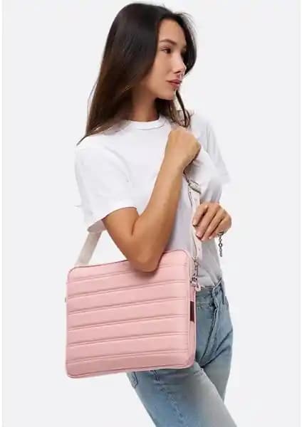 Morca Su Geçirmez Pembe Laptop Kılıfı MacBook Air ve Pro 13.3-14 İnç Uyumu